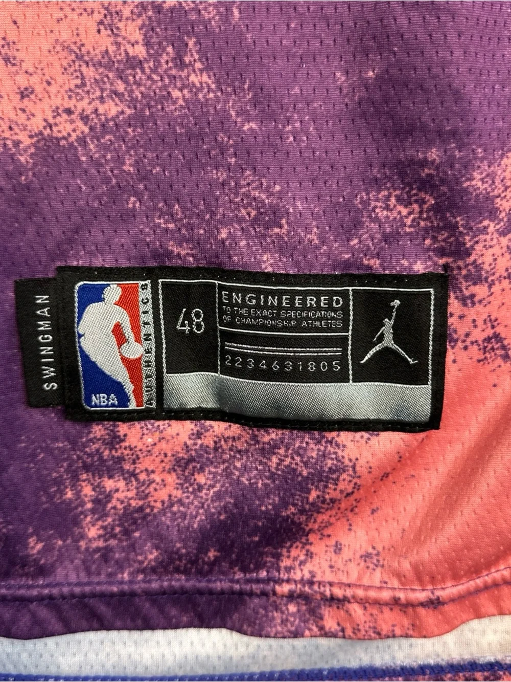 Nike Lakers Kobe Bryant #24 Black Mamba Tie Die Swingman Jersey 48 Purple Pink